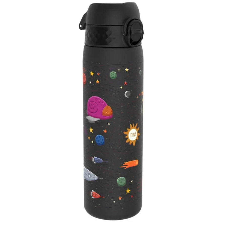ION8, Slim Stainless Steel Water Bottle, 600ml, Spaceships