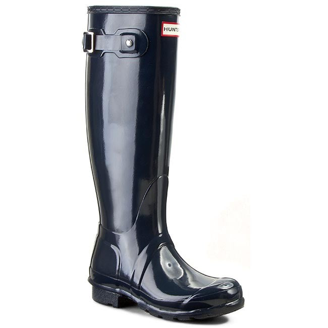 Hunter Boots,  Womens Original Tall Gloss Wellington Boots, Navy